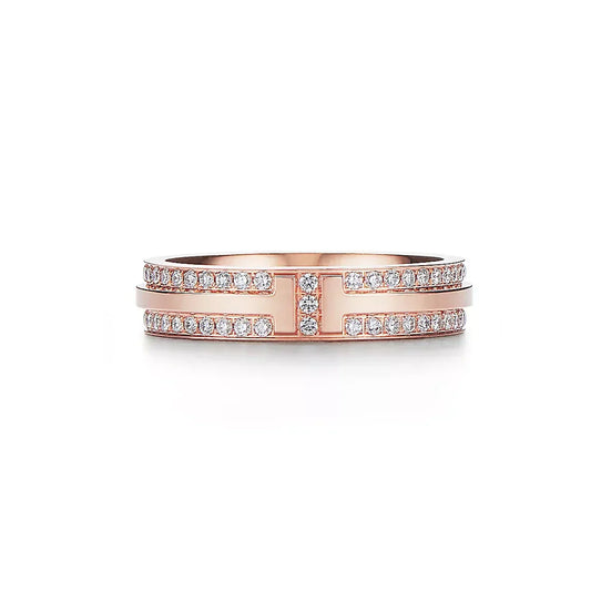 18K Tiffany Narrow Pave Diamond Ring