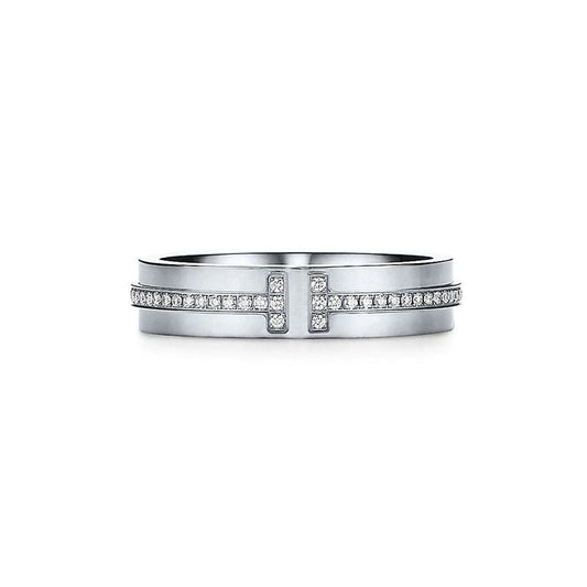 18K White Gold Tiffany Narrow Diamond Ring